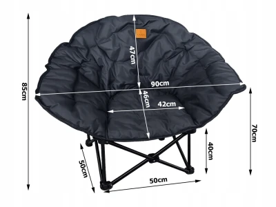 Verk 14653 Skládací kempingové křeslo s polstrováním XL, černé