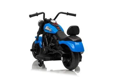Ramiz PA.XMX-659.NIE Dětská elektrická motorka 30 W, 6V4.5Ah, LED světlo, melodie, boční kolečka, modrá