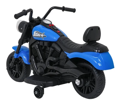 Ramiz PA.XMX-659.NIE Dětská elektrická motorka 30 W, 6V4.5Ah, LED světlo, melodie, boční kolečka, modrá