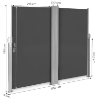 MultiGarden AW-012 Dvojitá bočná markíza 300×300×180 cm, antracitová