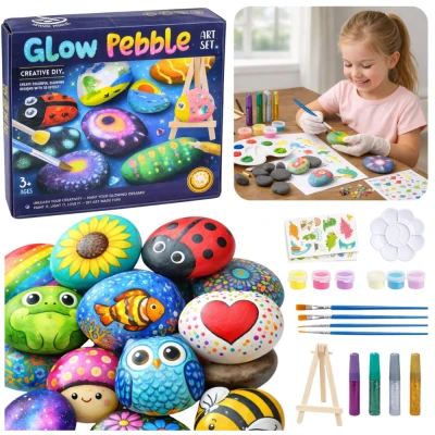 LEAN Toys 29214 Sada na maľovanie kameňov - svietiace farby