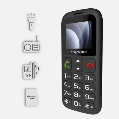 Krüger&Matz KM0923-2G Telefon pro seniory Simple 923, Dual SIM, Bluetooth, černý