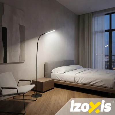 Izoxis 26885 LED stojacie svietidlo 180 cm, stmievateľné, diaľkové ovládanie, čierne