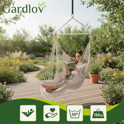 Gardlov 27388 Brazílska závesná hojdačka s vankúšmi 220 x 100 cm, béžová
