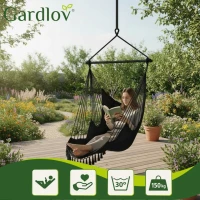 Gardlov 27390 Brazílska závesná hojdacie kreslo s vankúšmi 220 x 100 cm, čierne