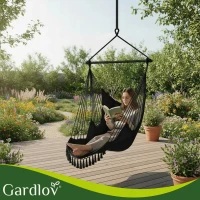 Gardlov 27390 Brazílska závesná hojdacie kreslo s vankúšmi 220 x 100 cm, čierne