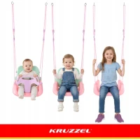 Kruzzel 27356 Detská hojdačka do 30 kg, 3 v 1, zelená a ružová