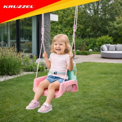 Kruzzel 27356 Detská hojdačka do 30 kg, 3 v 1, zelená a ružová