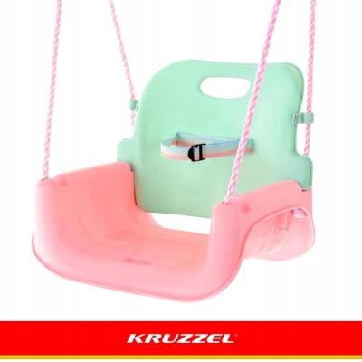 Kruzzel 27356 Detská hojdačka do 30 kg, 3 v 1, zelená a ružová