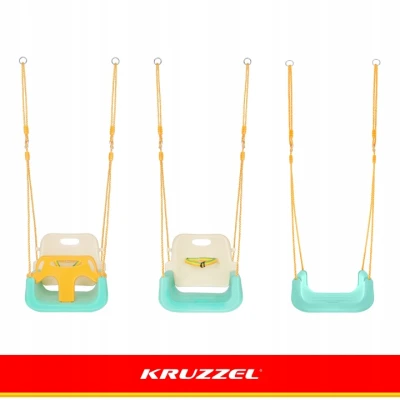 Kruzzel 27359 Dětská houpačka do 30 kg, 3 v 1, zeleno-béžová