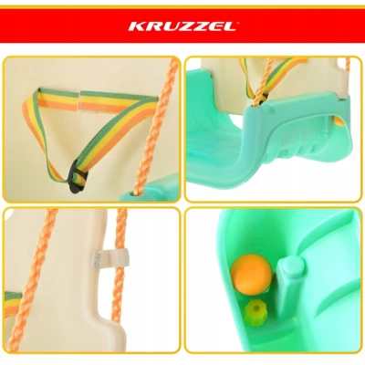 Kruzzel 27359 Dětská houpačka do 30 kg, 3 v 1, zeleno-béžová