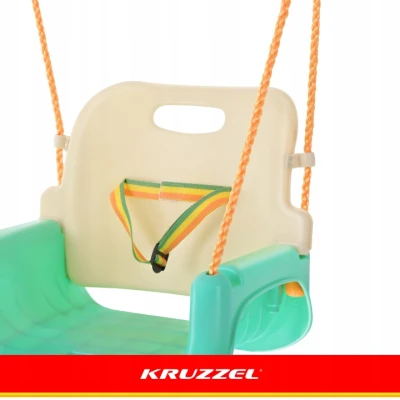 Kruzzel 27359 Dětská houpačka do 30 kg, 3 v 1, zeleno-béžová