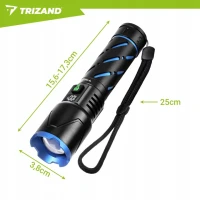 Trizand 26950 Taktická LED svítilna, 800 lm, USB-C, zoom, baterie 5000 mAh