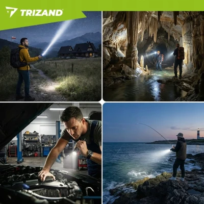 Trizand 26950 Taktická LED svítilna, 800 lm, USB-C, zoom, baterie 5000 mAh