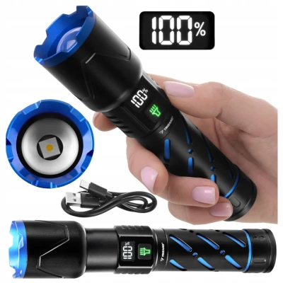 Trizand 26950 Taktická LED svítilna, 800 lm, USB-C, zoom, baterie 5000 mAh