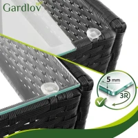 Gardlov 26908 Záhradný nábytok - pohovka, 2 kreslá, sklenený stôl, čierny ratan