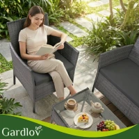 Gardlov 26907 Záhradný nábytok - pohovka, 2 kreslá, sklenený stôl, sivý ratan
