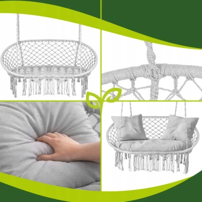 Gardlov 27378 Dvojité závěsné houpací křeslo, nosnost 300 kg, šedé