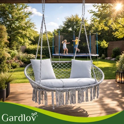 Gardlov 27378 Dvojité závěsné houpací křeslo, nosnost 300 kg, šedé