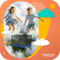 Neo-Sport NS-10X Záhradná trampolína obdĺžniková 427 x 305 cm, s vonkajšou sieťou a rebríkom