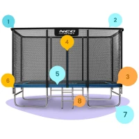 Neo-Sport NS-10X Záhradná trampolína obdĺžniková 427 x 305 cm, s vonkajšou sieťou a rebríkom