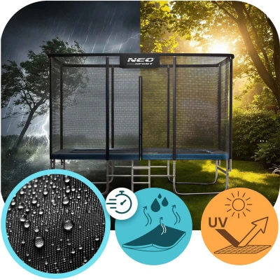 Neo-Sport NS-10X Záhradná trampolína obdĺžniková 427 x 305 cm, s vonkajšou sieťou a rebríkom