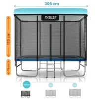 Neo-Sport NS-07X Zahradní trampolína obdélníková 305 x 214 cm, s vnější sítí a žebříkem