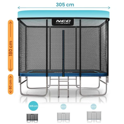 Neo-Sport NS-07X Zahradní trampolína obdélníková 305 x 214 cm, s vnější sítí a žebříkem
