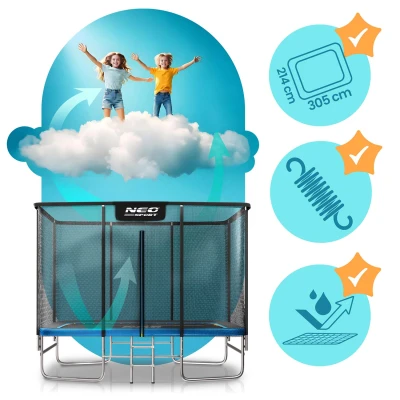 Neo-Sport NS-07X Zahradní trampolína obdélníková 305 x 214 cm, s vnější sítí a žebříkem