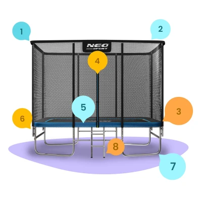 Neo-Sport NS-07X Zahradní trampolína obdélníková 305 x 214 cm, s vnější sítí a žebříkem