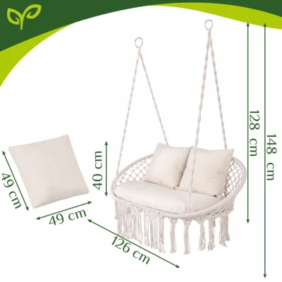Gardlov 27379 Dvojité závesné hojdacie kreslo, nosnosť 300 kg, béžové