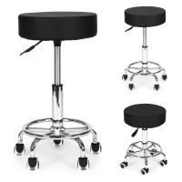 ModernHome BC007 Otočná stolička na kolieskach s opierkou na nohy, nosnosť 114 kg, čierna