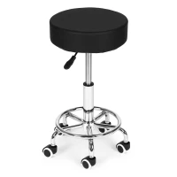 ModernHome BC007 Otočná stolička na kolieskach s opierkou na nohy, nosnosť 114 kg, čierna