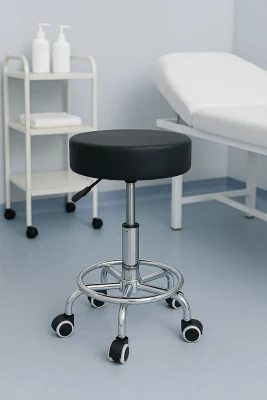 ModernHome BC007 Otočná stolička na kolieskach s opierkou na nohy, nosnosť 114 kg, čierna