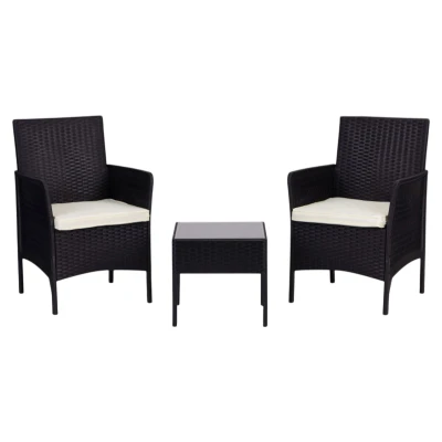 MultiGarden DN602 Zahradní set 2 křesla + stolek, tvrzené sklo, černý