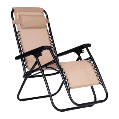 MultiGarden ZRL009 Skládací zahradní lehátko s polštářem ZERO GRAVITY, béžové