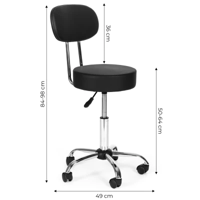 ModernHome BC009 Otočná stolička s operadlom, nosnosť 136 kg, čierna