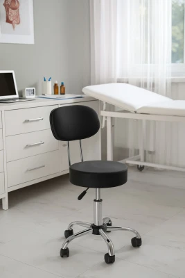 ModernHome BC009 Otočná stolička s operadlom, nosnosť 136 kg, čierna