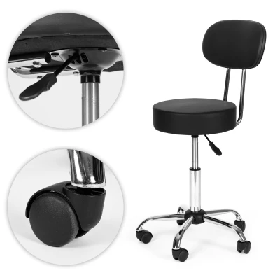 ModernHome BC009 Otočná stolička s operadlom, nosnosť 136 kg, čierna