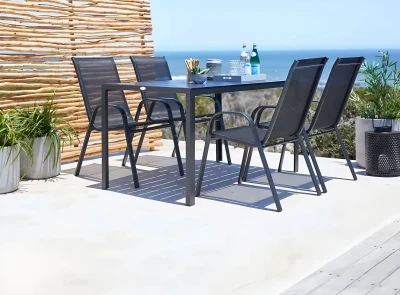 MultiGarden SC-092KD Zahradní židle stohovatelné 4 ks, černé