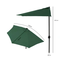 MultiGarden SL-UM016 Půlkruhový zahradní slunečník ke zdi 2,7 m, zelený