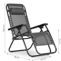 MultiGarden ZRL009 Skládací zahradní lehátko s polštářem ZERO GRAVITY, šedé