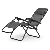 MultiGarden ZRL009 Skládací zahradní lehátko s polštářem ZERO GRAVITY, šedé