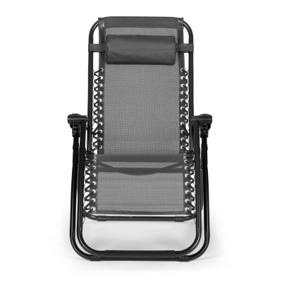 MultiGarden ZRL009 Skládací zahradní lehátko s polštářem ZERO GRAVITY, šedé