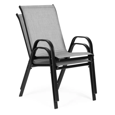 MultiGarden SC-092KD Zahradní židle stohovatelné 2 ks, světle šedé