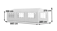 MultiGarden PAW Záhradný párty stan 3 x 9 m, 8 bočných stien, biely