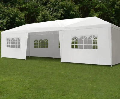 MultiGarden PAW Záhradný párty stan 3 x 9 m, 8 bočných stien, biely