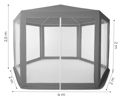 MultiGarden PAW Záhradný stan 2 x 2 x 2 m s sieťou proti komárom, sivý