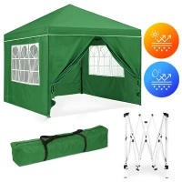 MultiGarden PAW-3X3-A-4W Záhradný skládací stan 3 x 3 m, 4 bočné steny, zelený