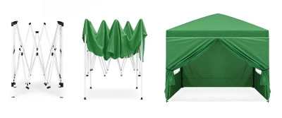 MultiGarden PAW-3X3-A-4W Záhradný skládací stan 3 x 3 m, 4 bočné steny, zelený